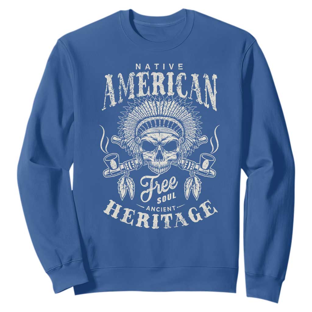 Native American Free Soul Ancient Heritage Sweatshirt Vintage Indian American Chief TS11 Royal Blue Print Your Wear