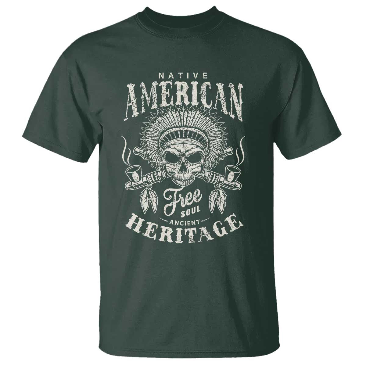 Native American Free Soul Ancient Heritage T Shirt Vintage Indian American Chief TS11 Dark Forest Green Print Your Wear