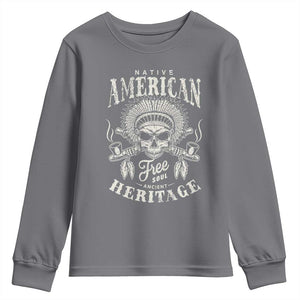 Native American Free Soul Ancient Heritage Youth Sweatshirt Vintage Indian American Chief TS11 Charcoal Print Your Wear