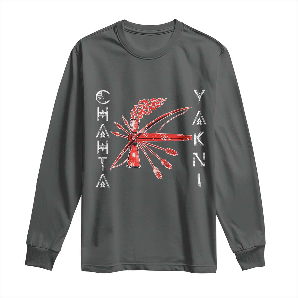 Chahta Yakni Tribe Long Sleeve Shirt Native American Indian Choctaw Nation Culture TS11 Dark Heather Print Your Wear