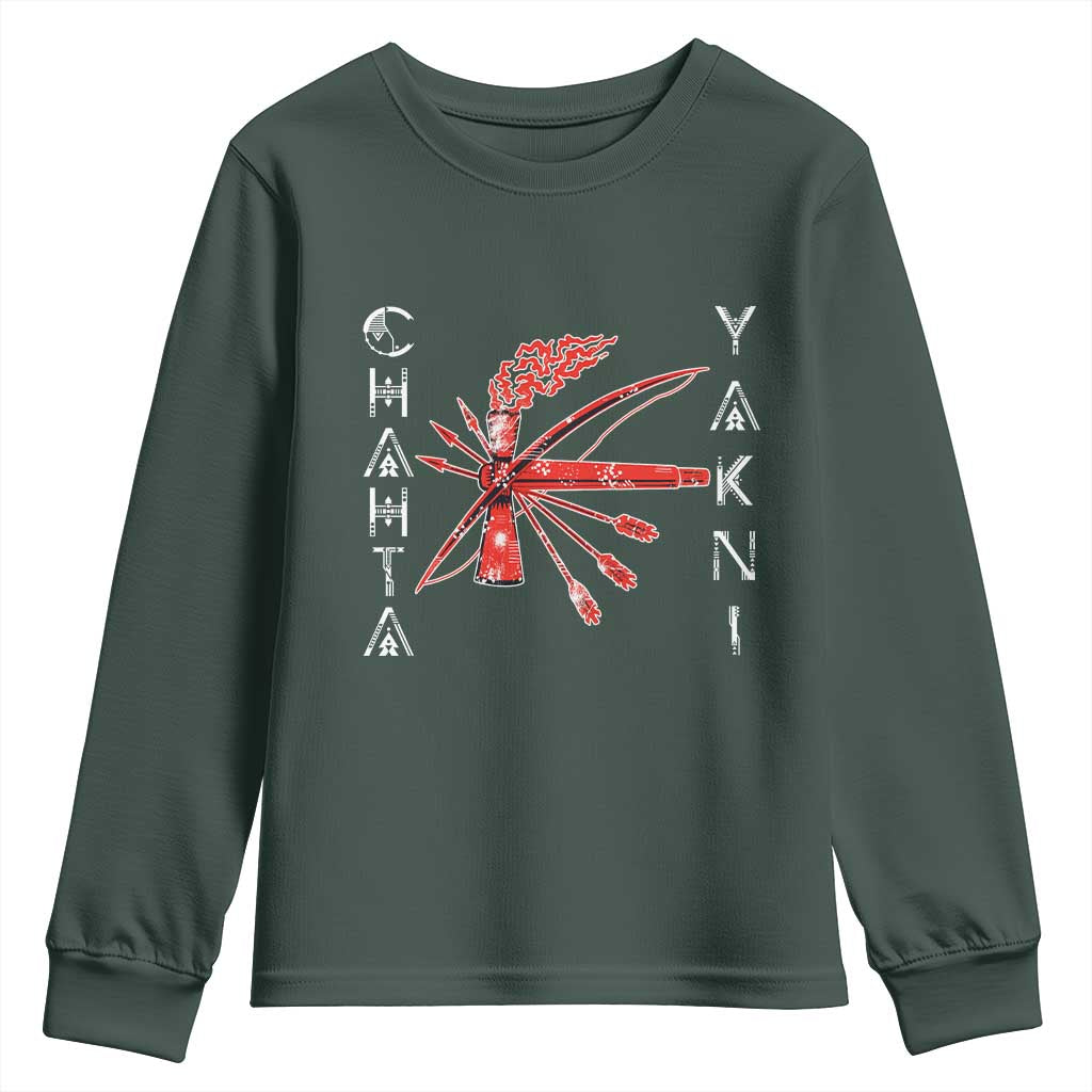 Chahta Yakni Tribe Youth Sweatshirt Native American Indian Choctaw Nation Culture TS11 Dark Forest Green Print Your Wear
