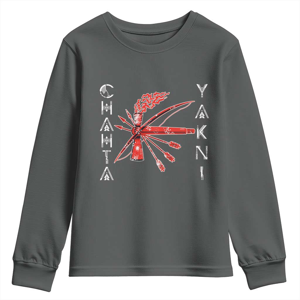 Chahta Yakni Tribe Youth Sweatshirt Native American Indian Choctaw Nation Culture TS11 Dark Heather Print Your Wear