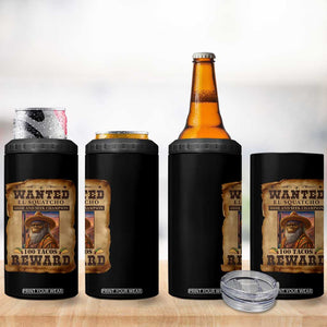 Funny Wanted El Squatcho 4 in 1 Can Cooler Tumbler Hide And Seek Champion Western Poncho Mexican Bigfoot TS11 Print Your Wear