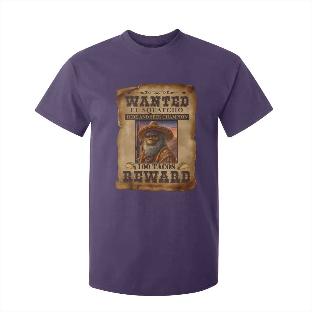 Funny Wanted El Squatcho T Shirt For Kid Hide And Seek Champion Western Poncho Mexican Bigfoot TS11 Purple Print Your Wear