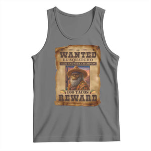 Funny Wanted El Squatcho Tank Top Hide And Seek Champion Western Poncho Mexican Bigfoot TS11 Black Heather Print Your Wear