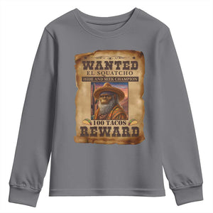 Funny Wanted El Squatcho Youth Sweatshirt Hide And Seek Champion Western Poncho Mexican Bigfoot TS11 Charcoal Print Your Wear