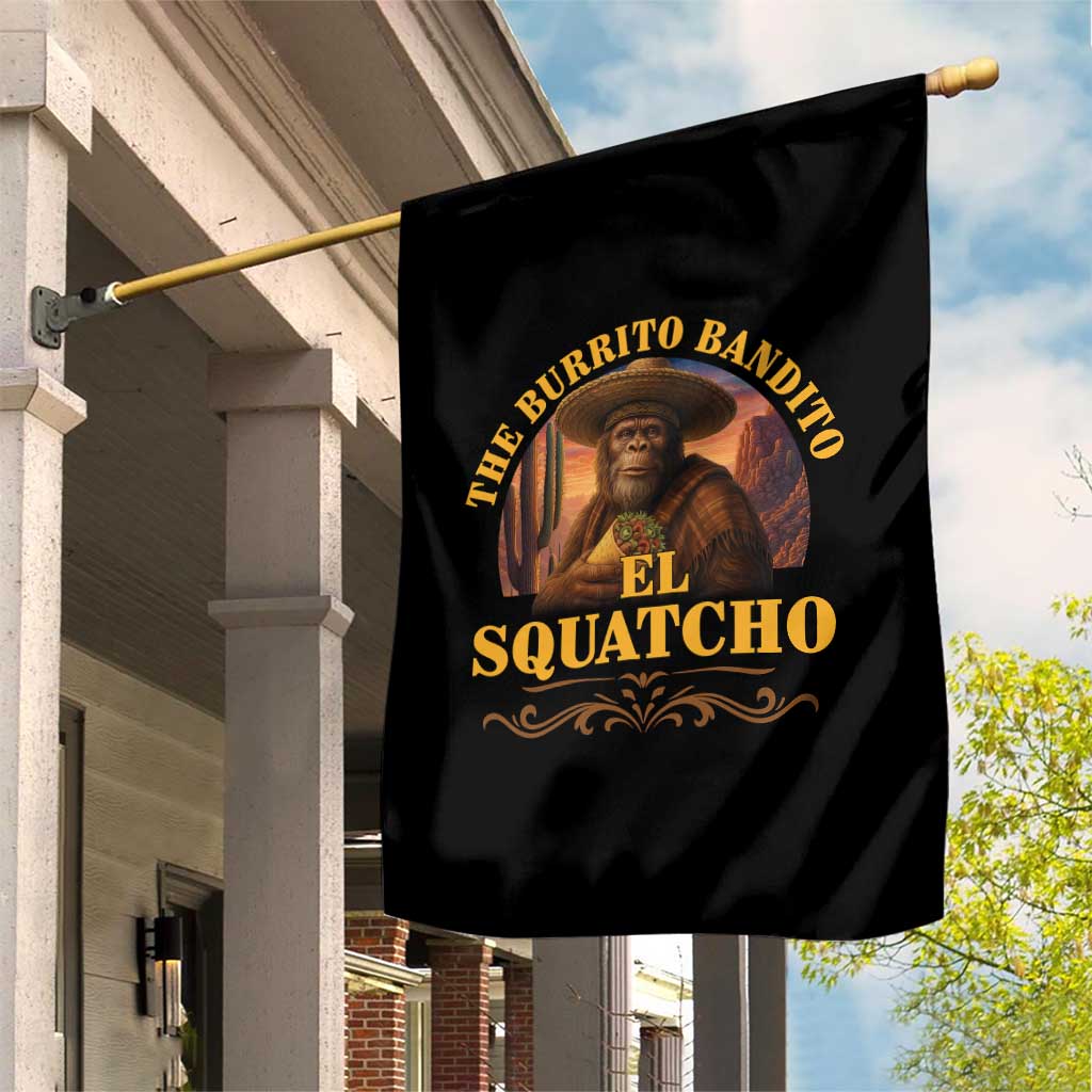 Funny The Burrito Bandito El Squatcho Garden Flag Western Poncho Mexican Bigfoot TS11 Print Your Wear