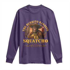 Funny The Burrito Bandito El Squatcho Long Sleeve Shirt Western Poncho Mexican Bigfoot TS11 Purple Print Your Wear
