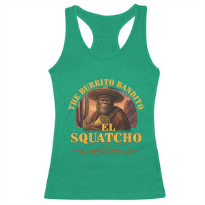 Funny The Burrito Bandito El Squatcho Racerback Tank Top Western Poncho Mexican Bigfoot TS11 Irish Green Print Your Wear