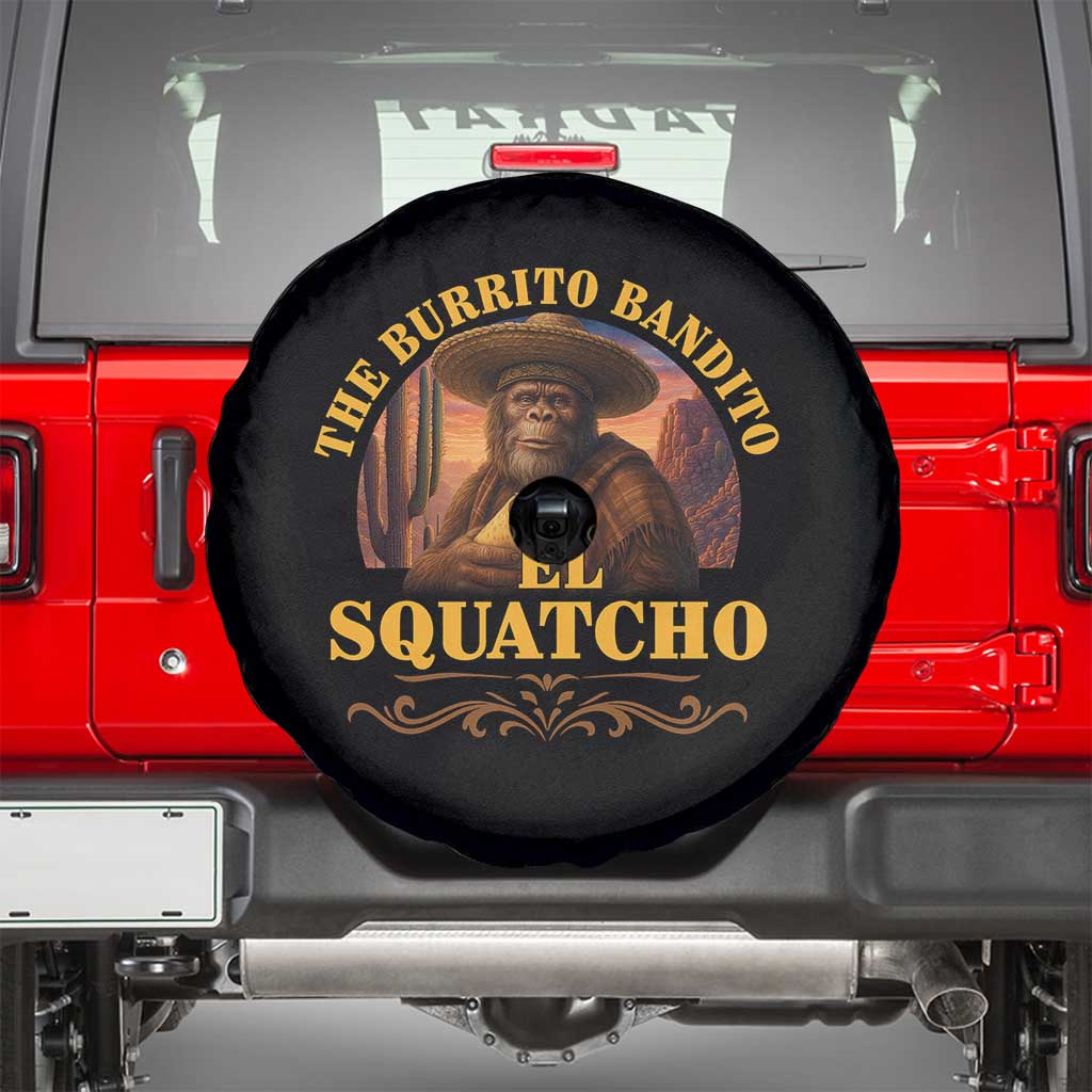 Funny The Burrito Bandito El Squatcho Spare Tire Cover Western Poncho Mexican Bigfoot TS11 Black Print Your Wear