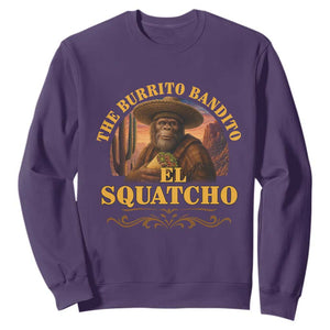 Funny The Burrito Bandito El Squatcho Sweatshirt Western Poncho Mexican Bigfoot TS11 Purple Print Your Wear