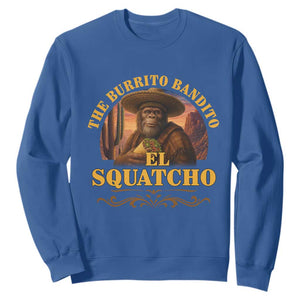 Funny The Burrito Bandito El Squatcho Sweatshirt Western Poncho Mexican Bigfoot TS11 Royal Blue Print Your Wear