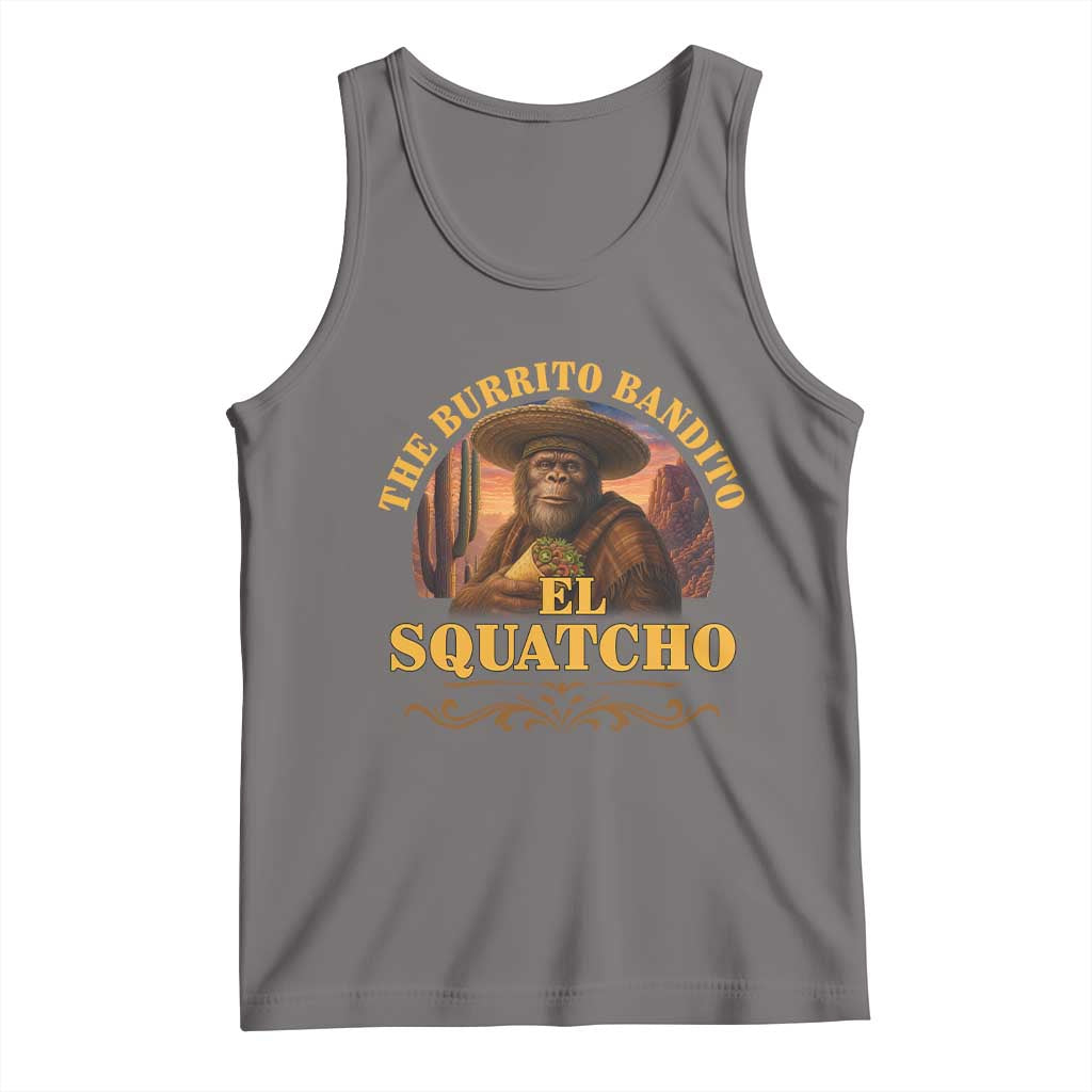 Funny The Burrito Bandito El Squatcho Tank Top Western Poncho Mexican Bigfoot TS11 Deep Heather Print Your Wear