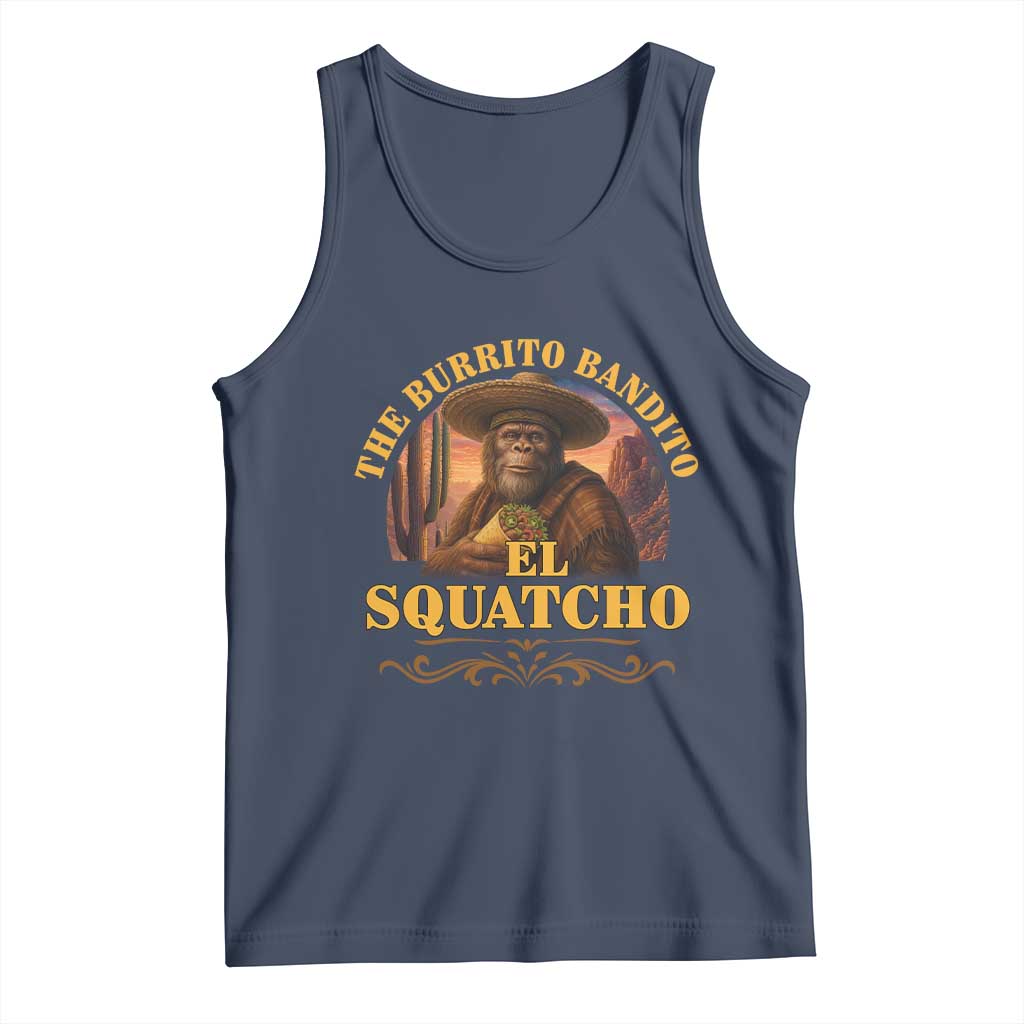 Funny The Burrito Bandito El Squatcho Tank Top Western Poncho Mexican Bigfoot TS11 Navy Print Your Wear