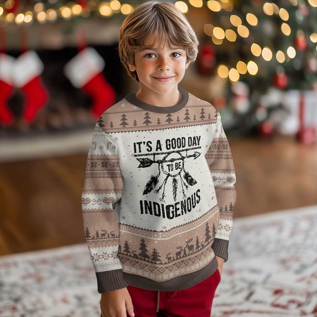 Native American Its A Good Day To Be Indigenous Ugly Christmas Sweater Dreamcatcher Feathers TS11 Mocha Mousse Print Your Wear