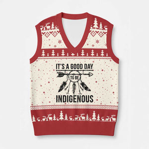 Native American Its A Good Day To Be Indigenous V-Neck Knit Sweater Vest Dreamcatcher Feathers - Print Your Wear