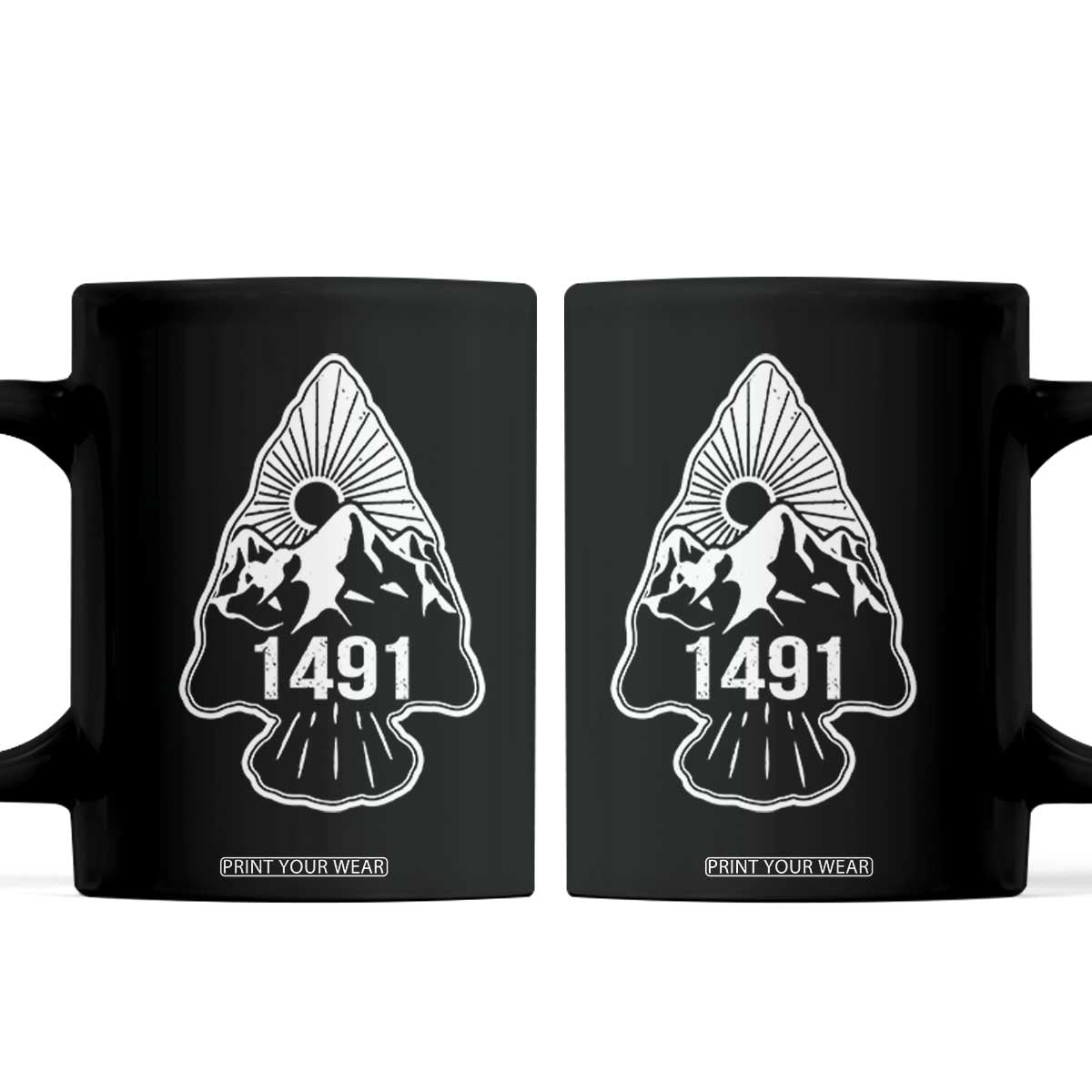 Proud Native American 1491 Pre Columbus Indigenous Arrowhead Coffee Mug TS11 Black Print Your Wear