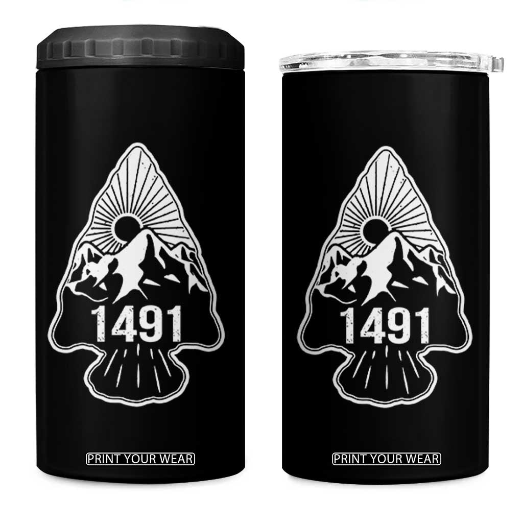 Proud Native American 1491 Pre Columbus Indigenous Arrowhead 4 in 1 Can Cooler Tumbler TS11 One Size: 16 oz Black Print Your Wear