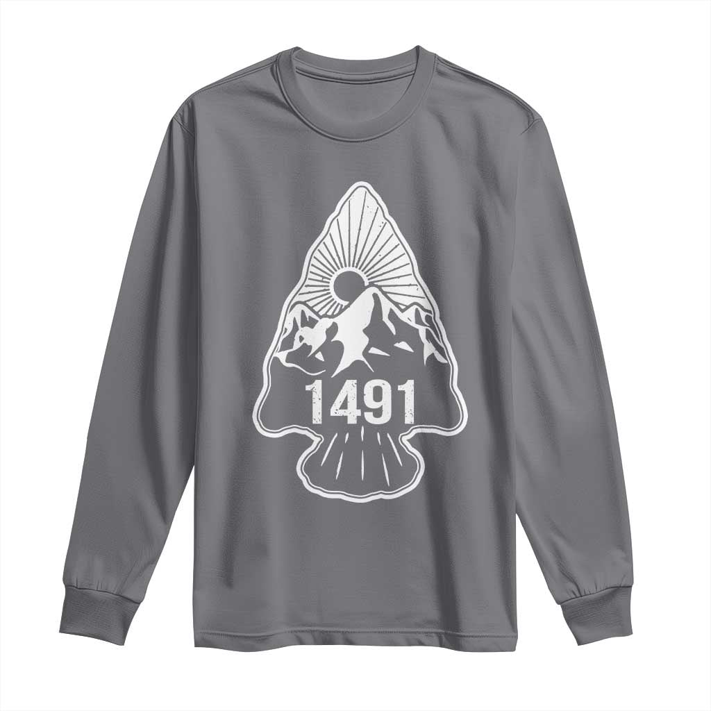 Proud Native American 1491 Pre Columbus Indigenous Arrowhead Long Sleeve Shirt TS11 Charcoal Print Your Wear
