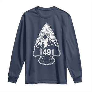 Proud Native American 1491 Pre Columbus Indigenous Arrowhead Long Sleeve Shirt TS11 Navy Print Your Wear