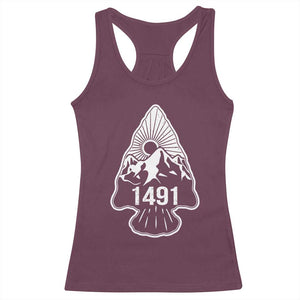 Proud Native American 1491 Pre Columbus Indigenous Arrowhead Racerback Tank Top TS11 Maroon Print Your Wear