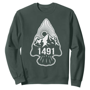 Proud Native American 1491 Pre Columbus Indigenous Arrowhead Sweatshirt TS11 Dark Forest Green Print Your Wear