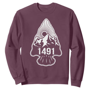 Proud Native American 1491 Pre Columbus Indigenous Arrowhead Sweatshirt TS11 Maroon Print Your Wear