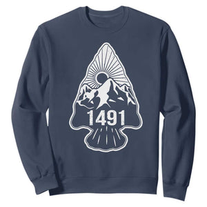 Proud Native American 1491 Pre Columbus Indigenous Arrowhead Sweatshirt TS11 Navy Print Your Wear