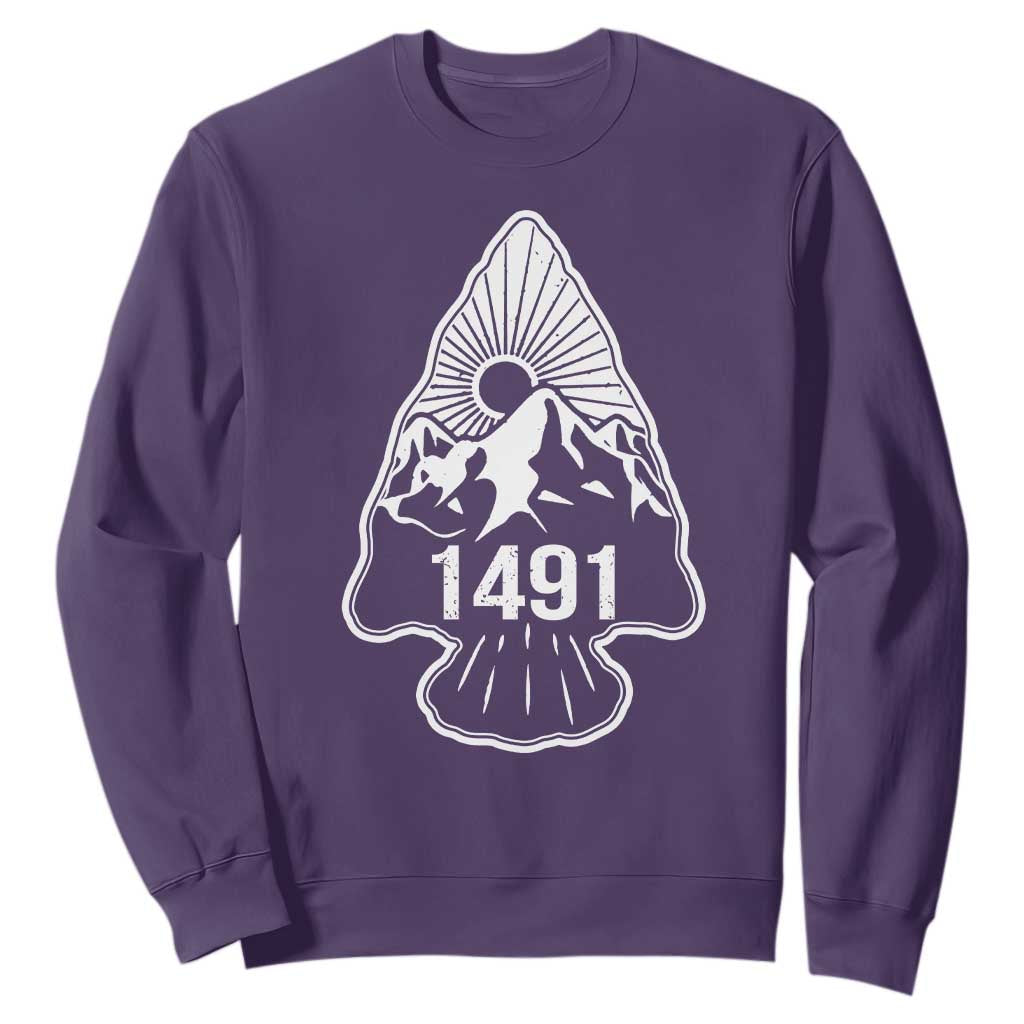 Proud Native American 1491 Pre Columbus Indigenous Arrowhead Sweatshirt TS11 Purple Print Your Wear