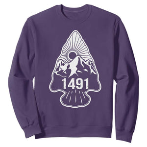 Proud Native American 1491 Pre Columbus Indigenous Arrowhead Sweatshirt TS11 Purple Print Your Wear