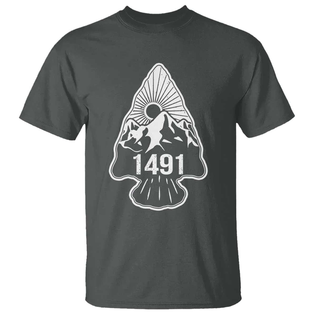 Proud Native American 1491 Pre Columbus Indigenous Arrowhead T Shirt TS11 Dark Heather Print Your Wear