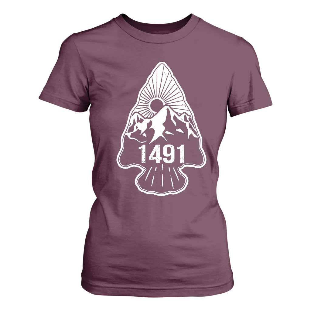 Proud Native American 1491 Pre Columbus Indigenous Arrowhead T Shirt For Women TS11 Maroon Print Your Wear