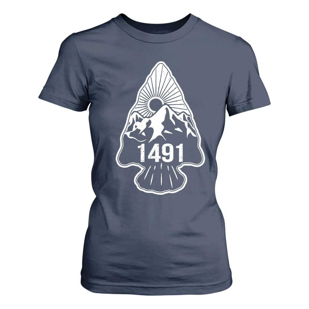 Proud Native American 1491 Pre Columbus Indigenous Arrowhead T Shirt For Women TS11 Navy Print Your Wear