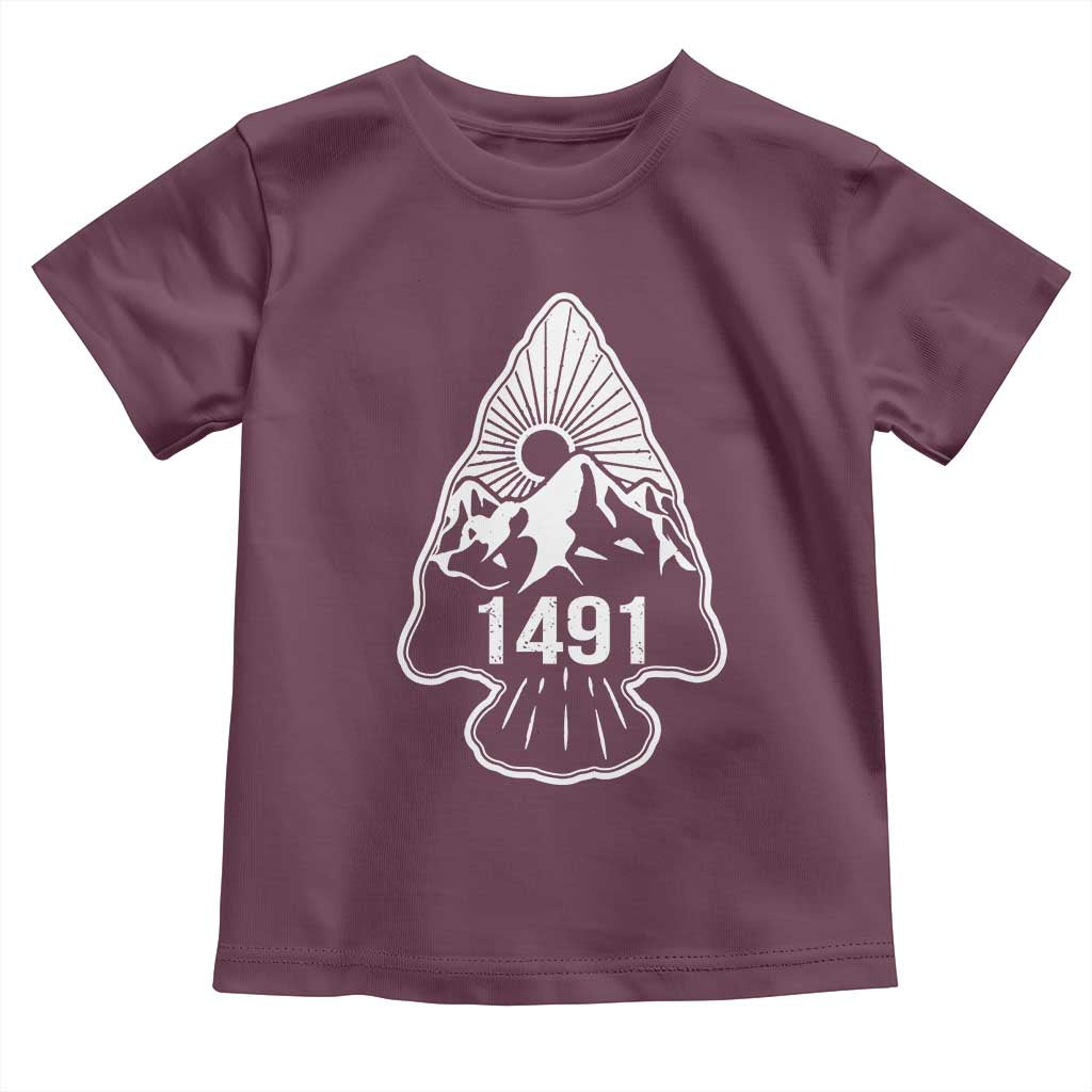 Proud Native American 1491 Pre Columbus Indigenous Arrowhead Toddler T Shirt TS11 Maroon Print Your Wear