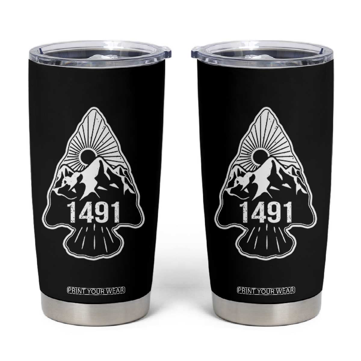 Proud Native American 1491 Pre Columbus Indigenous Arrowhead Tumbler Cup TS11 Black Print Your Wear