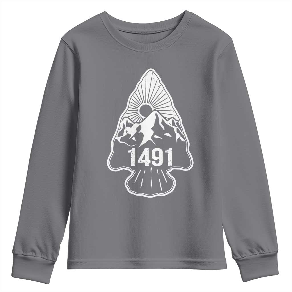 Proud Native American 1491 Pre Columbus Indigenous Arrowhead Youth Sweatshirt TS11 Charcoal Print Your Wear