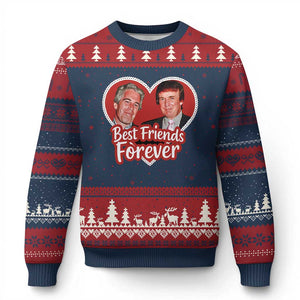 Funny Trump Best Friend Forever Ugly Christmas Sweater Humor Political Coquette Lace Heart - Print Your Wear