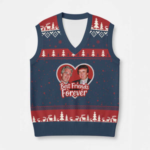 Funny Trump Best Friend Forever V-Neck Knit Sweater Vest Humor Political Coquette Lace Heart - Print Your Wear