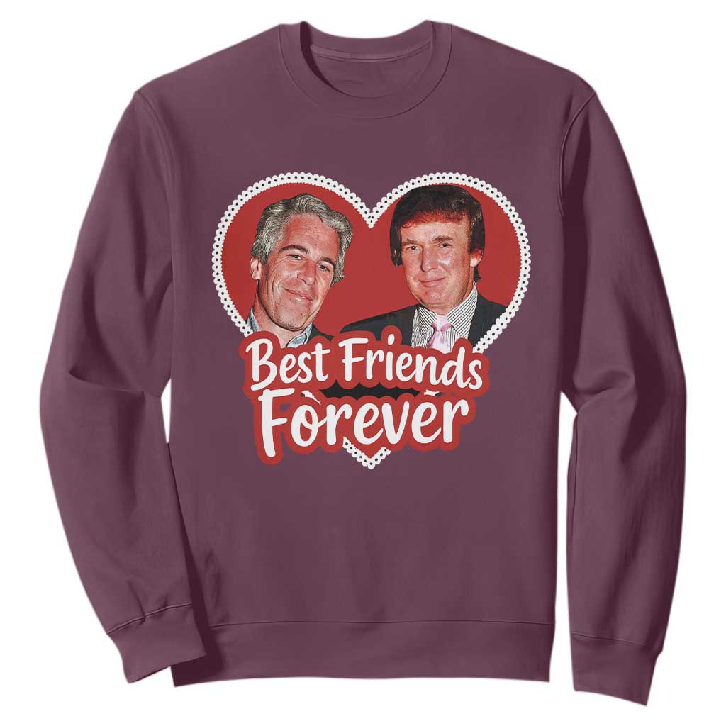 Funny Trump Best Friend Forever Sweatshirt Humor Political Coquette Lace Heart TS11 Maroon Print Your Wear