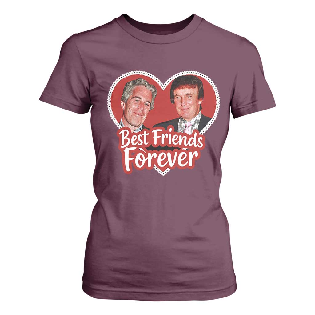 Funny Trump Best Friend Forever T Shirt For Women Humor Political Coquette Lace Heart TS11 Maroon Print Your Wear