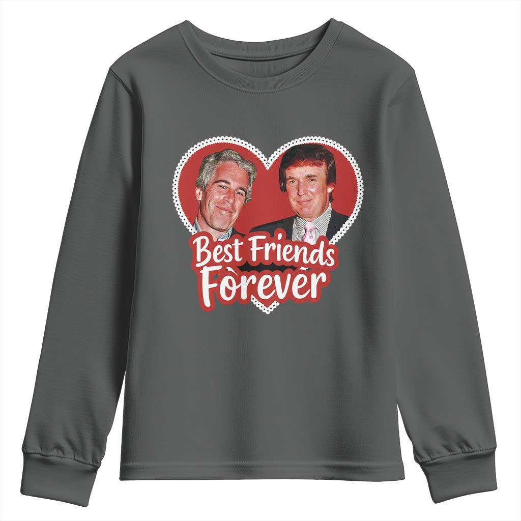 Funny Trump Best Friend Forever Youth Sweatshirt Humor Political Coquette Lace Heart TS11 Dark Heather Print Your Wear