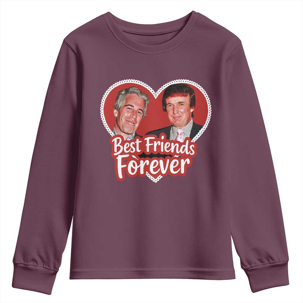 Funny Trump Best Friend Forever Youth Sweatshirt Humor Political Coquette Lace Heart TS11 Maroon Print Your Wear