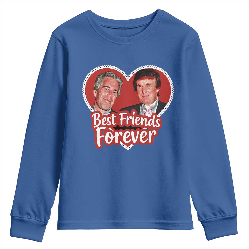 Funny Trump Best Friend Forever Youth Sweatshirt Humor Political Coquette Lace Heart TS11 Royal Blue Print Your Wear