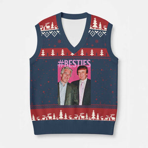 Funny Trump Bestie V-Neck Knit Sweater Vest Humor Political 2025 - Print Your Wear