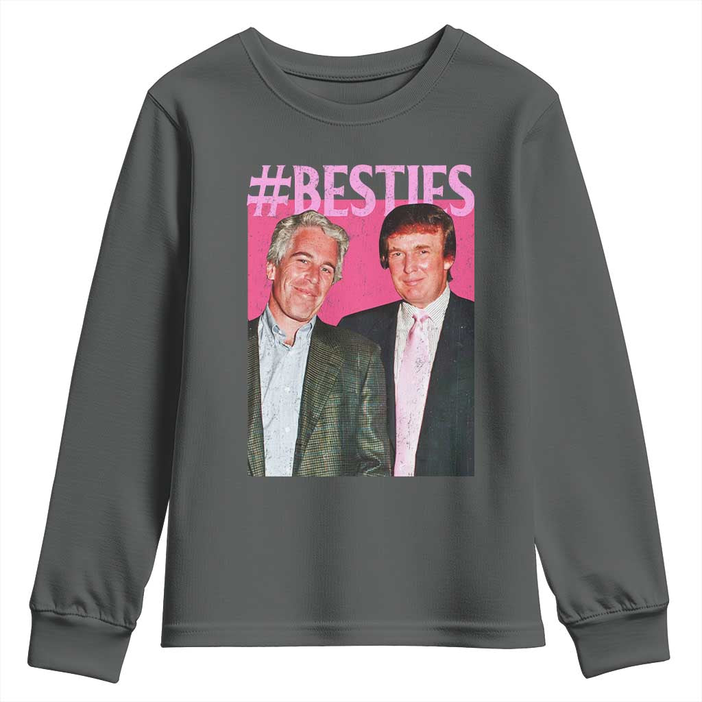 Funny Trump Bestie Youth Sweatshirt Humor Political 2025 TS11 Dark Heather Print Your Wear