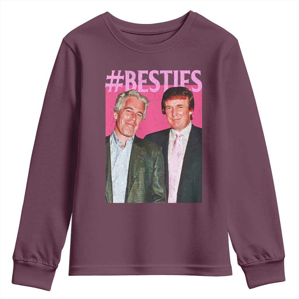 Funny Trump Bestie Youth Sweatshirt Humor Political 2025 TS11 Maroon Print Your Wear