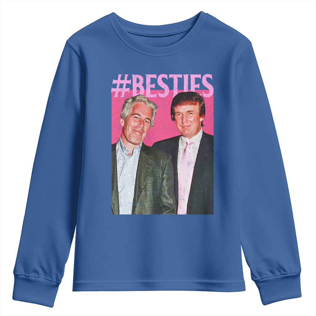 Funny Trump Bestie Youth Sweatshirt Humor Political 2025 TS11 Royal Blue Print Your Wear