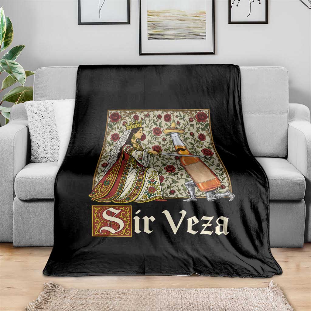 Sir Veza Beer Medieval Knight Pun Sombrero Cinco De Mayo Throw Blanket