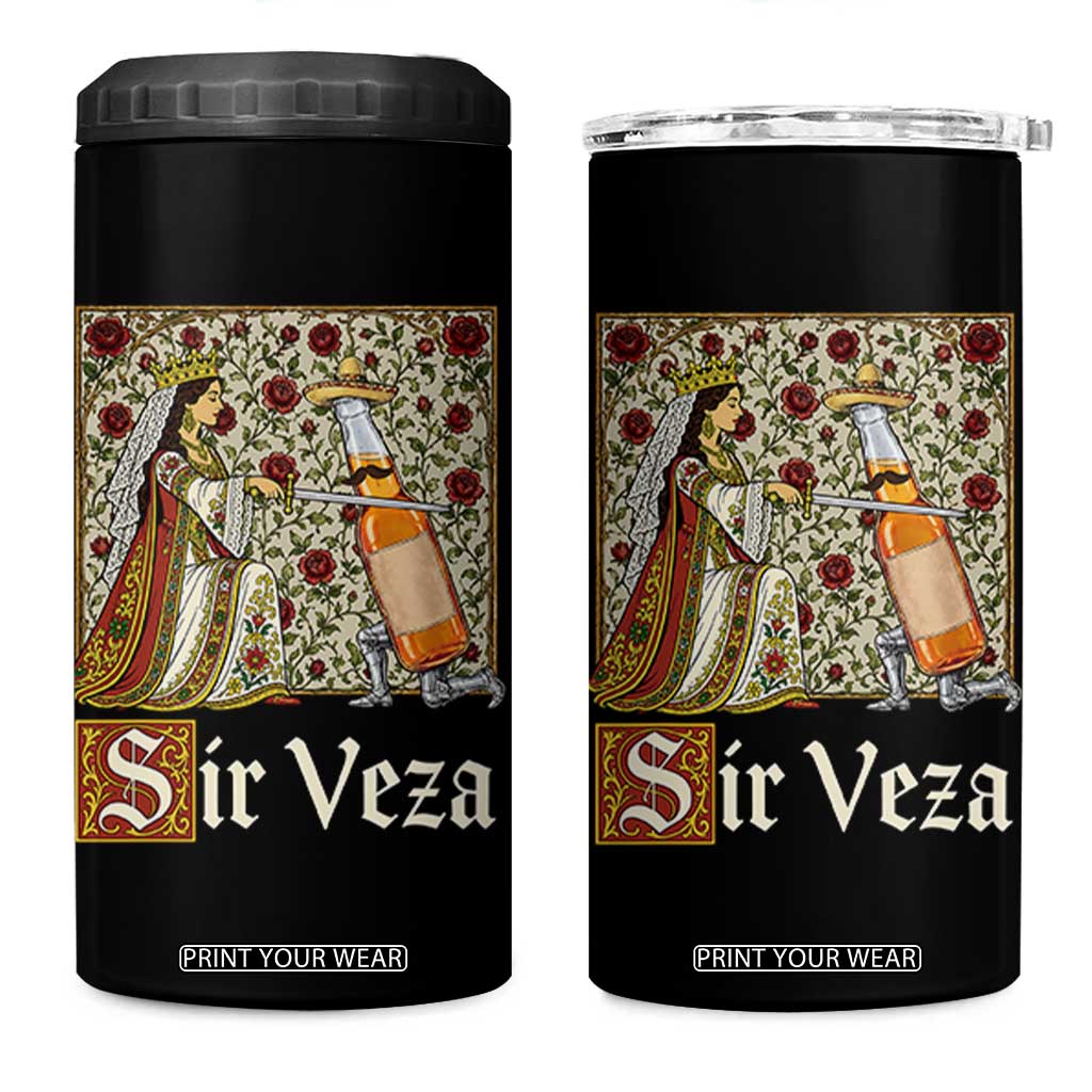 Sir Veza Beer Medieval Knight Pun Sombrero Cinco De Mayo 4 in 1 Can Cooler Tumbler TS11 One Size: 16 oz Black Print Your Wear