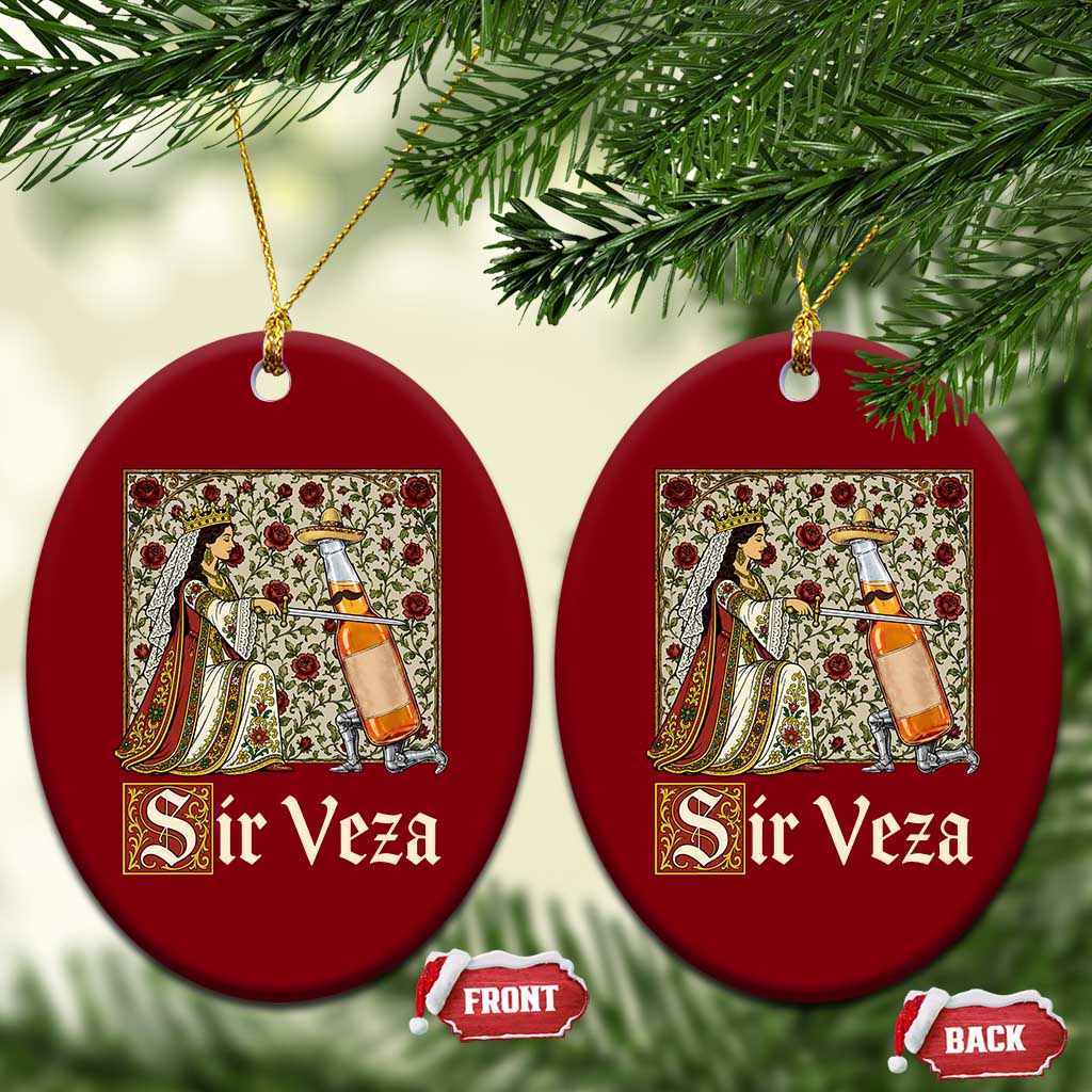 Sir Veza Beer Medieval Knight Pun Sombrero Cinco De Mayo Ceramic Ornament